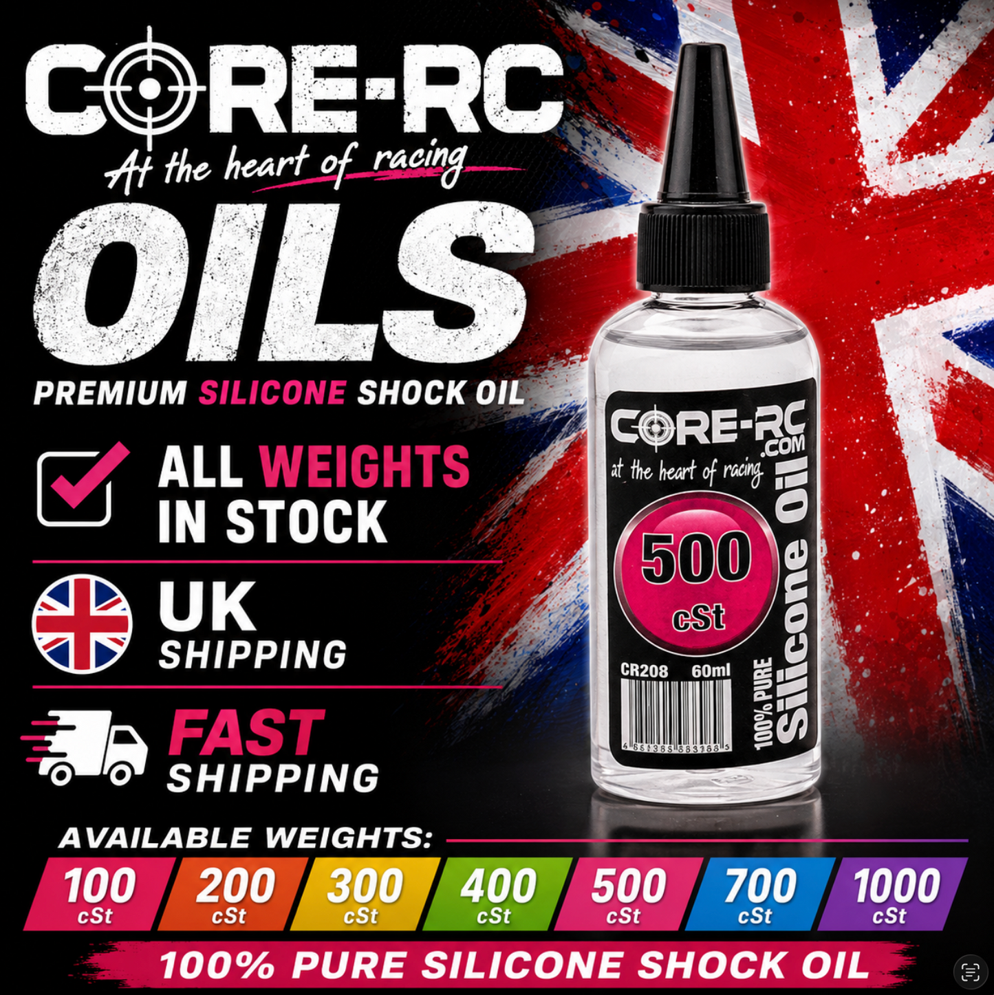 Core RC Silicone Oil 60ml - Viscosity Range