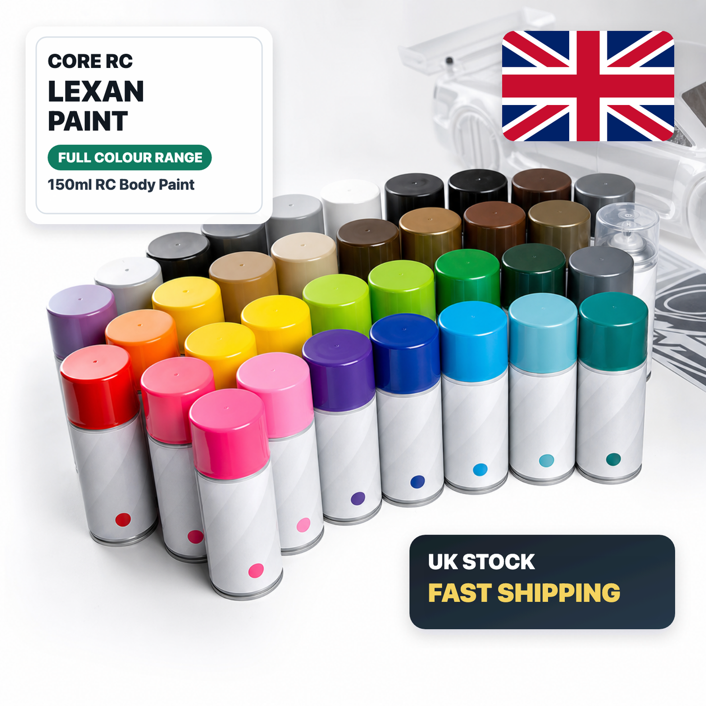 Core RC lexan paint full colour range - UK stock and fast shipping